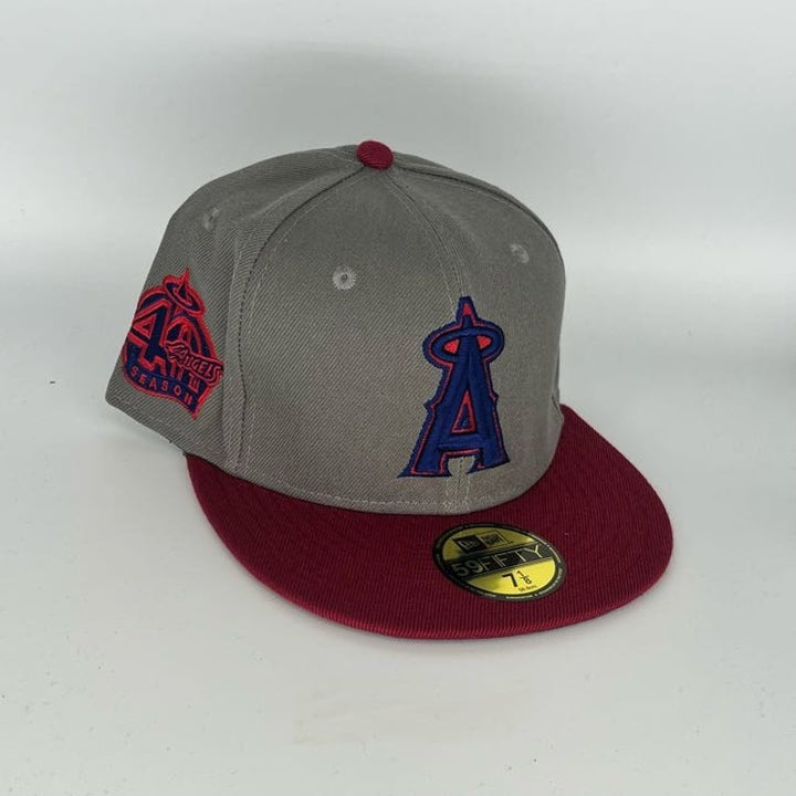 Gray Maroon Los Angeles Angels New Era MLB 59Fifty Fitted Hat