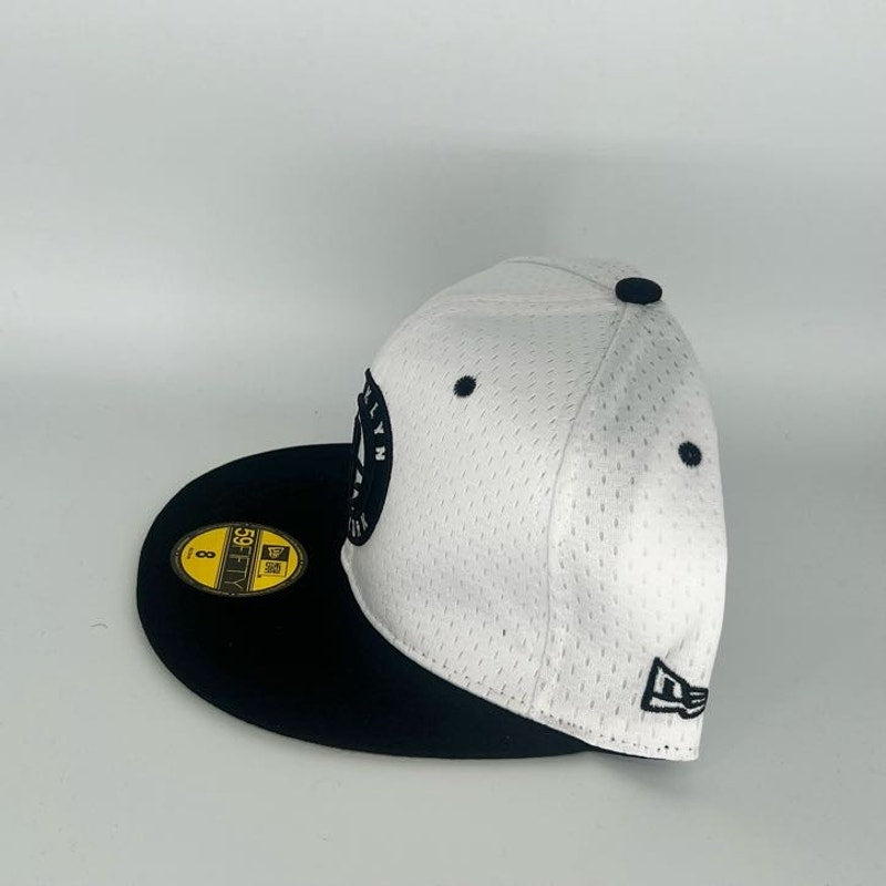 White Black White Brooklyn Nets New Era NBA 59Fifty Fitted Hat