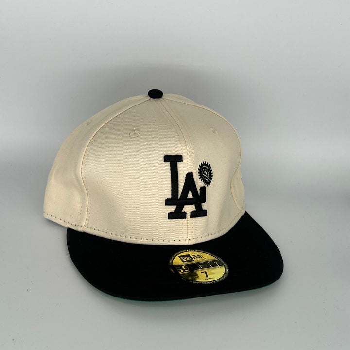 Khaki Black  Los Angeles Dodgers Side Patch New Era MLB 59Fifty Fitted Hat
