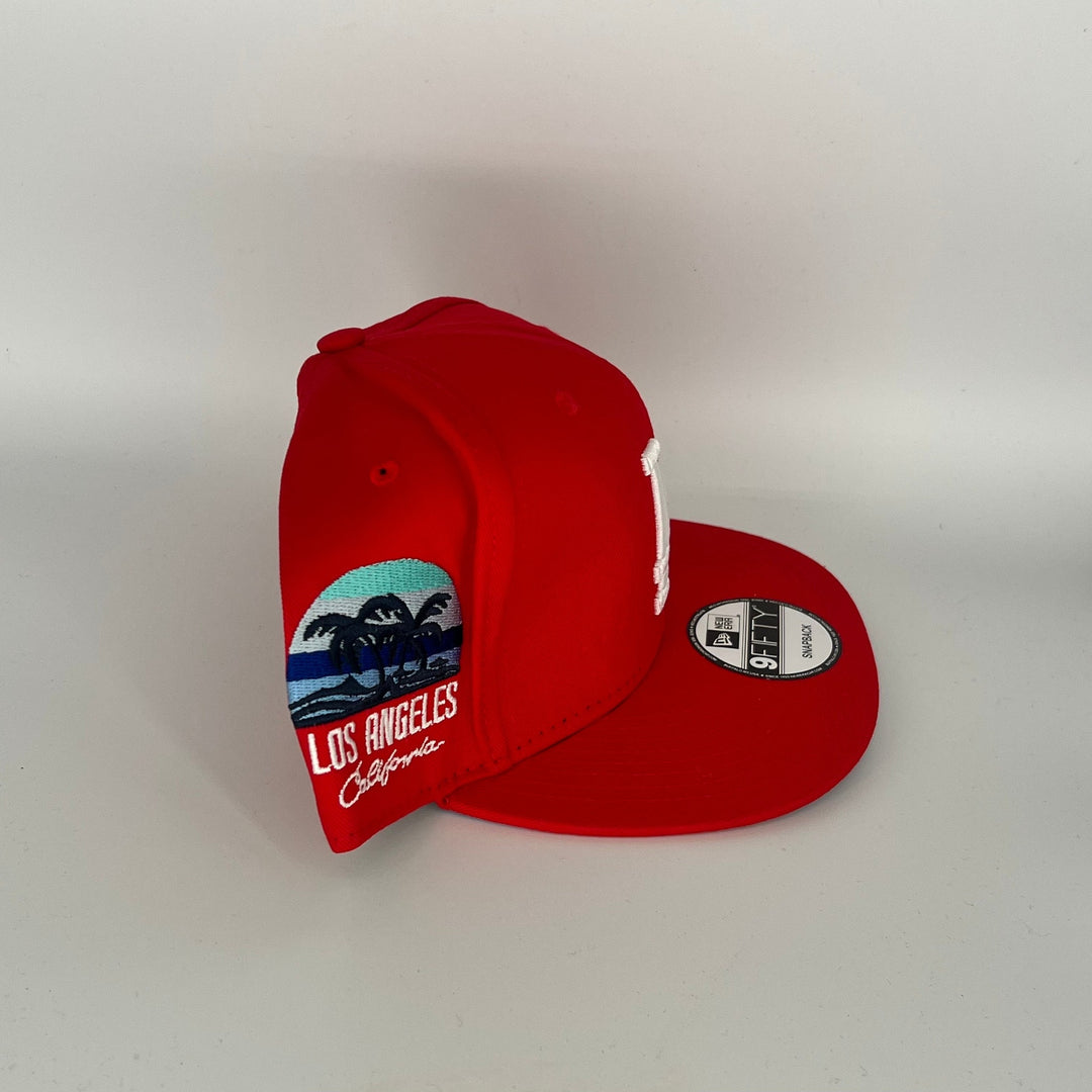Red Los Angeles Dodgers Los Angeles California Side Patch New Era MLB 9Fifty Snapback Hat