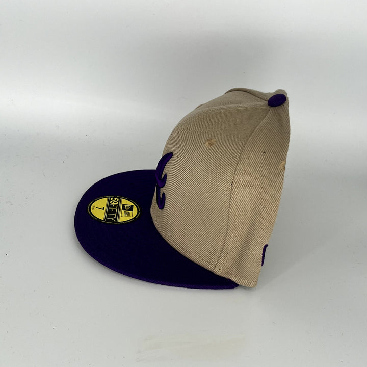 Tan Navy Blue Atlanta Braves New Era MLB 59Fifty Fitted Hat