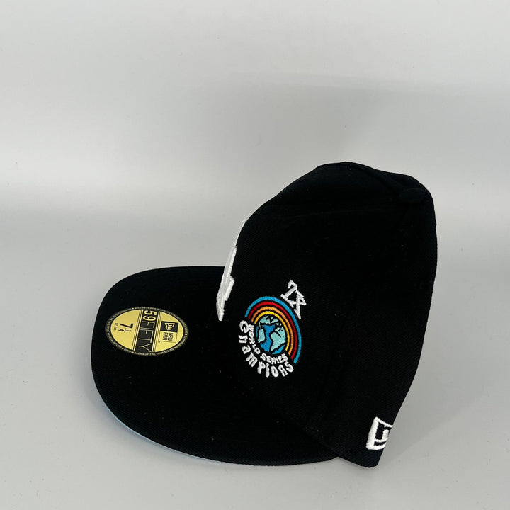 Black Los Angeles Dodgers groovy 7x World Series Champions Side Patch New Era MLB 59Fifty Fitted Hat