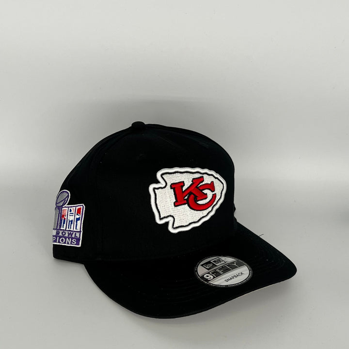 Black Kansas City Chiefs Super Bowl Champions Side Patch New Era NFL 9Fifty Snapback Hat