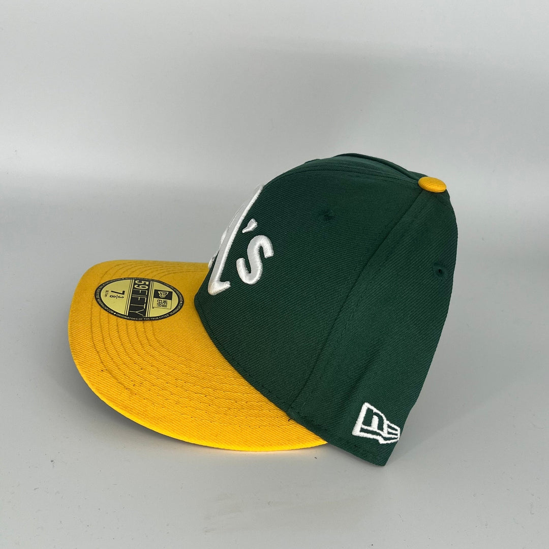 Green Yellow Oakland Athletics New Era MLB 59Fifty Fitted Hat