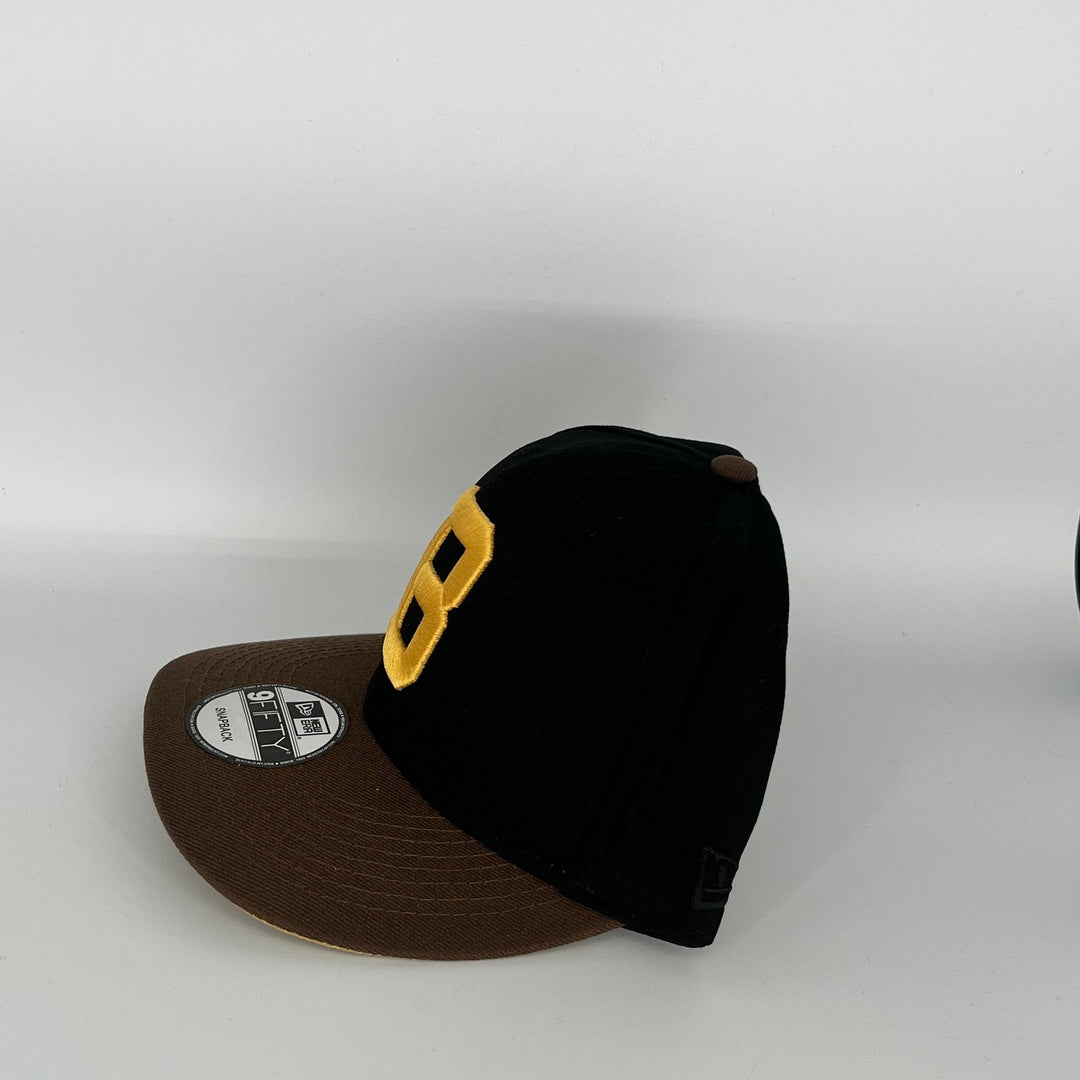 Black Brown Boston Bruins 50th Anniversary Jackie Robinson Signature Side Patch New Era MLB 9Fifty Snapback Hat