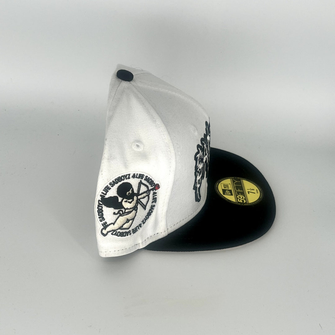 White Black sad Boyz New Era 59Fifty Fitted Hat