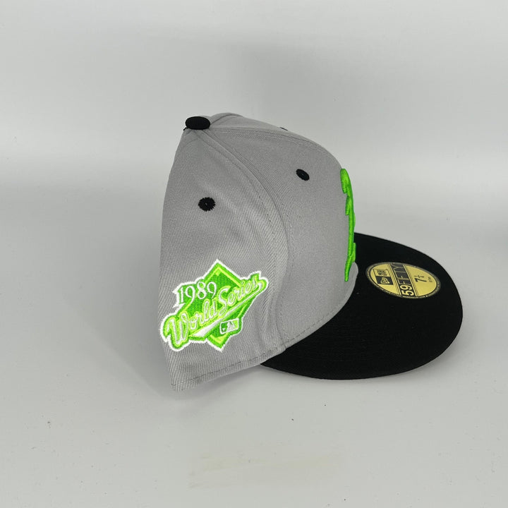 Gray Black Oakland Athletics 1989 World Series Side Patch New Era MLB 59Fifty Fitted Hat