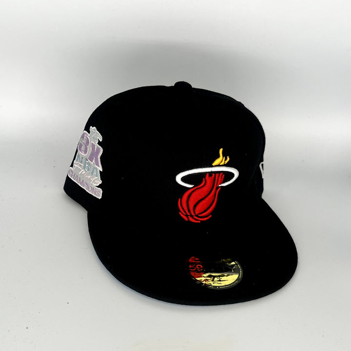 Black Miami Heat 3X Champions SP New Era NBA 59Fifty Fitted Hat