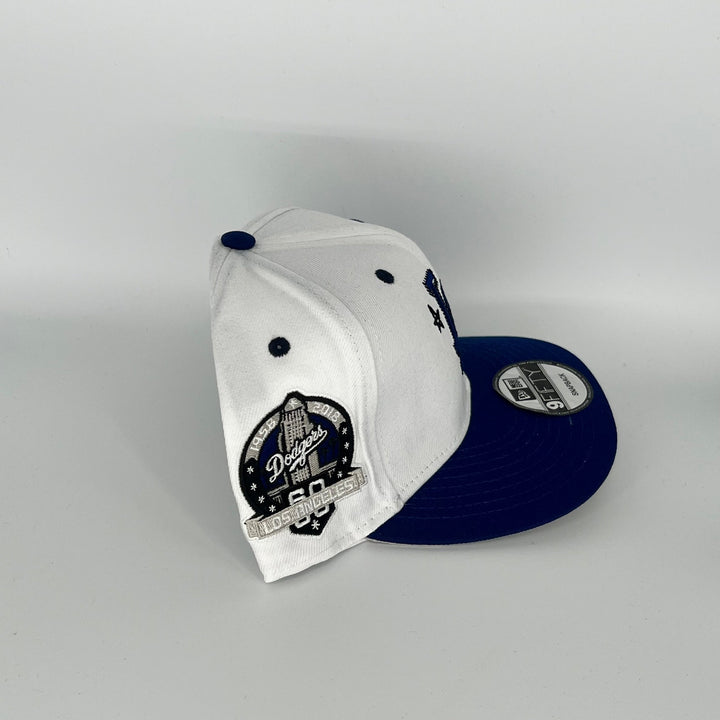 White Blue Los Angeles Dodgers 60th Anniversary Side Patch New Era MLB 9Fifty Snapback Hat