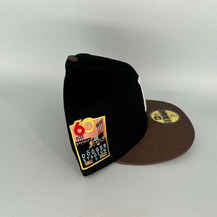 Black Brown Los Angeles Dodgers 60 Years Dodger Stadium Side Patch New Era MLB 59Fifty Fitted Hat