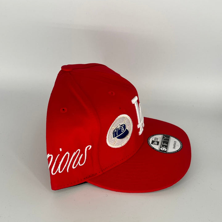 Red Los Angeles Dodgers 2020 World Series Champions Side Patch New Era MLB 9Fifty Snapback Hat