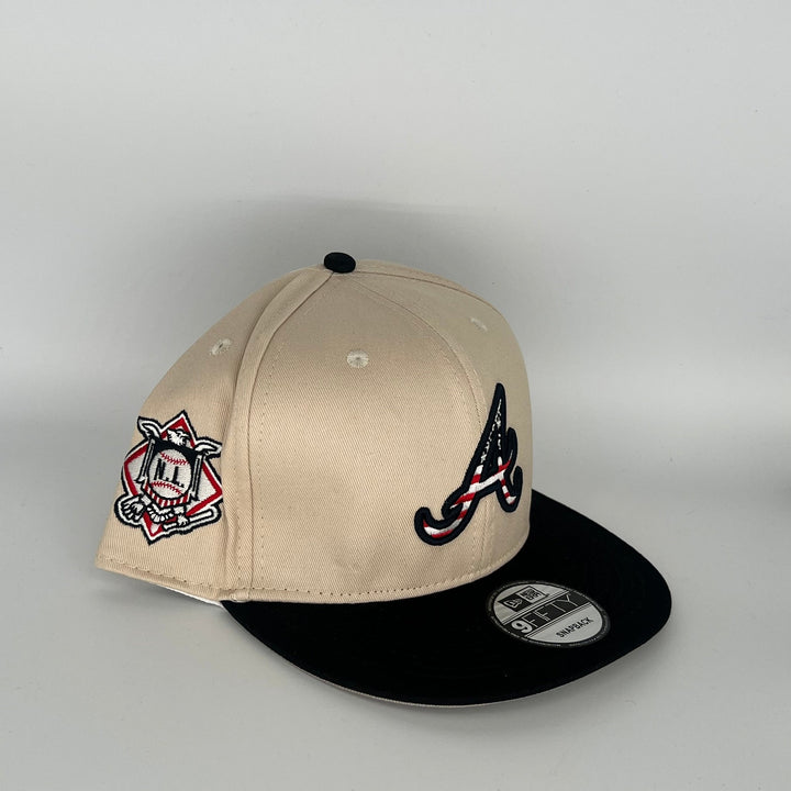 Khaki Black Atlanta Braves N.L Side Patch New Era MLB 9Fifty Snapback Hat