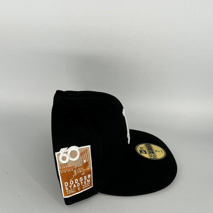 Black Los Angeles Dodgers 60th Anniversary Dodger Stadium Side Patch New Era MLB 59Fifty Fitted Hat