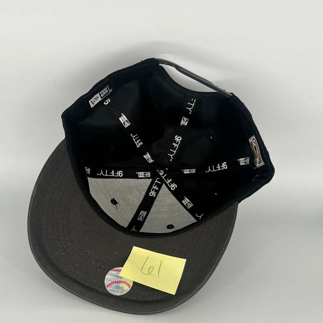 Black Chicago Bulls Checkered Racing Flags Side Patch New Era NBA 9Fifty Snapback Hat