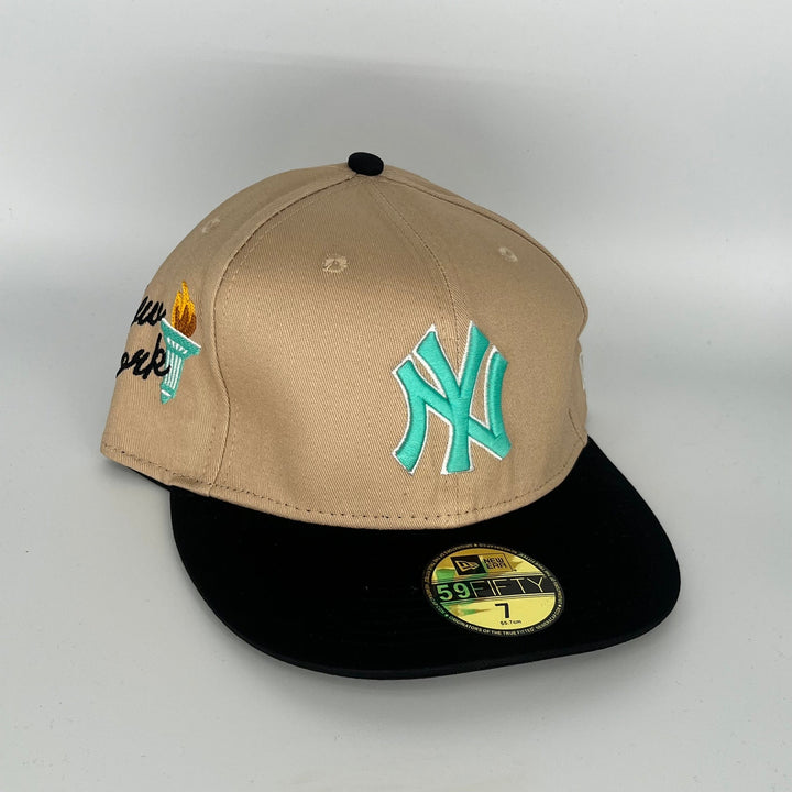 Khaki Black New York Yankees New York City Side Patch New Era MLB 59Fifty Fitted Hat