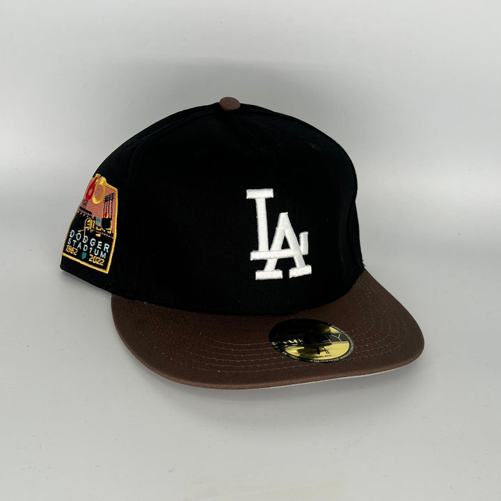 Black Brown Los Angeles Dodgers 60 Years Dodger Stadium Side Patch New Era MLB 59Fifty Fitted Hat