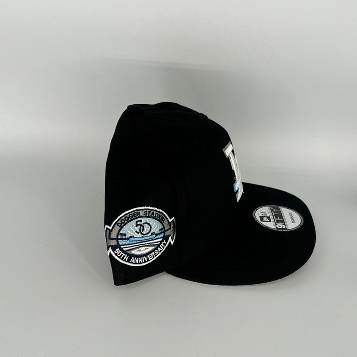 Black Los Angeles Dodgers 50th Anniversary Dodger Stadium Side Patch New Era MLB 9Fifty Snapback Hat