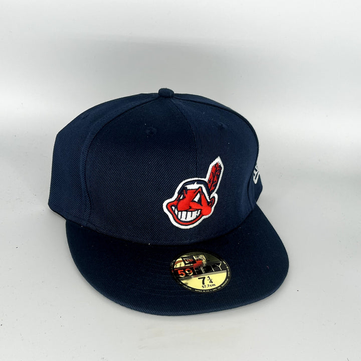 Navy Blue Cleveland Indians Wahoo New Era MLB 59Fifty Fitted Hat