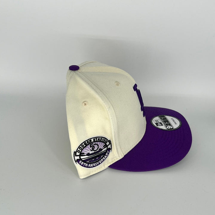White Purple  Los Angeles Dodgers 50th Anniversary Side Patch New Era MLB 9Fifty Snapback Hat