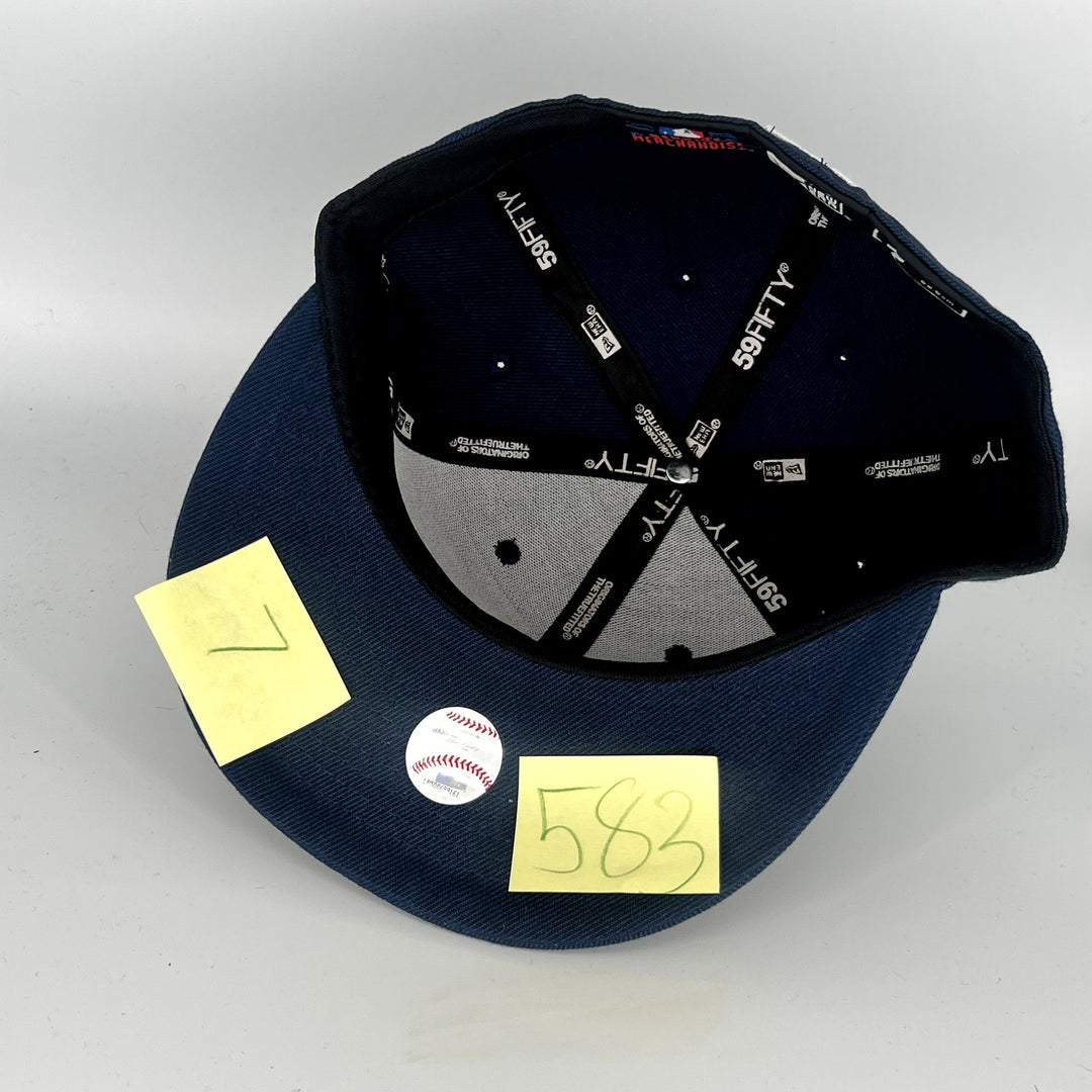 Size 7 Navy Blue Cleveland Indians Wahoo New Era MLB 59Fifty Fitted Hat