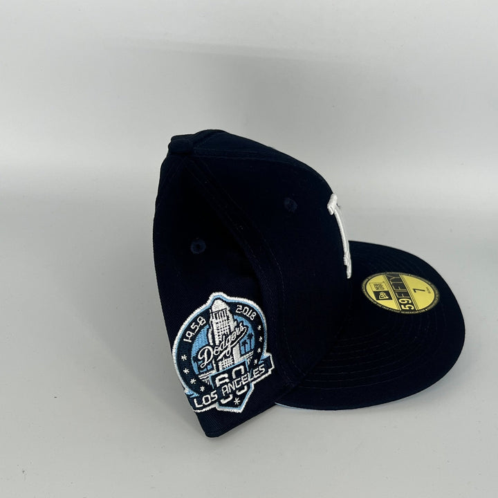 Black Los Angeles Dodgers 60th Anniversary Side Patch New Era MLB 59Fifty Fitted Hat