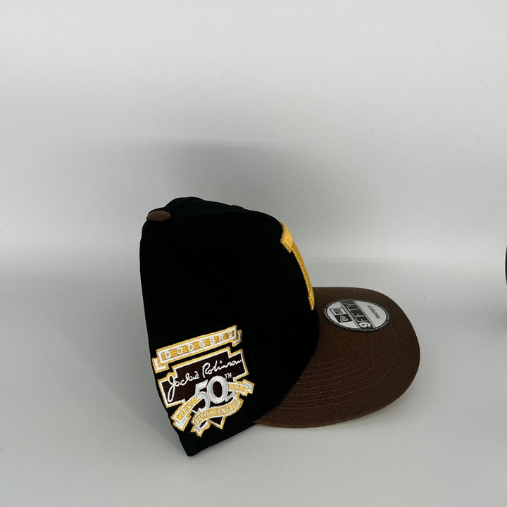 Black Brown Boston Bruins 50th Anniversary Jackie Robinson Signature Side Patch New Era MLB 9Fifty Snapback Hat