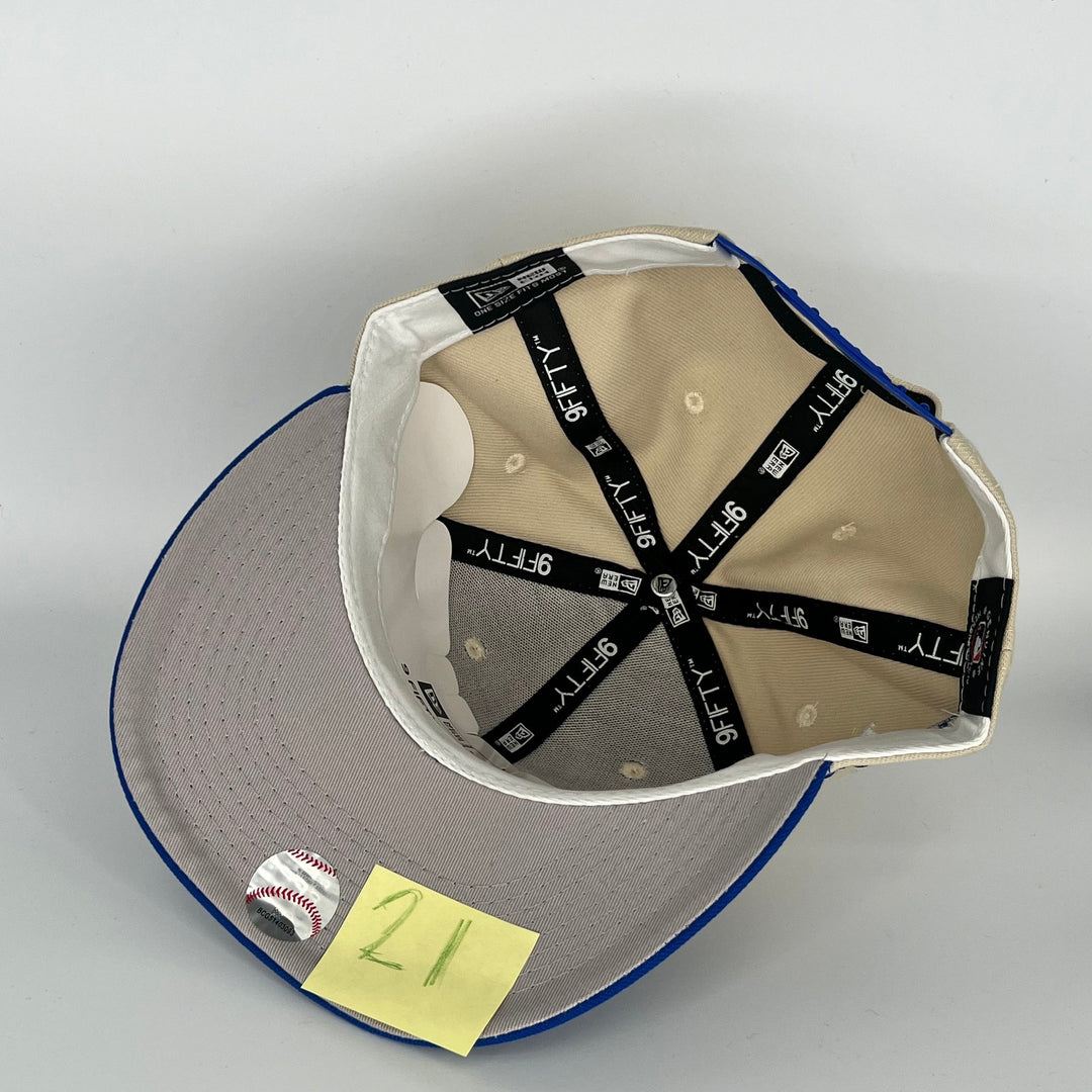 Khaki/Blue Los Angeles Dodgers LA Bleeds Blue Side Patch New Era MLB 9Fifty Snapback Hat