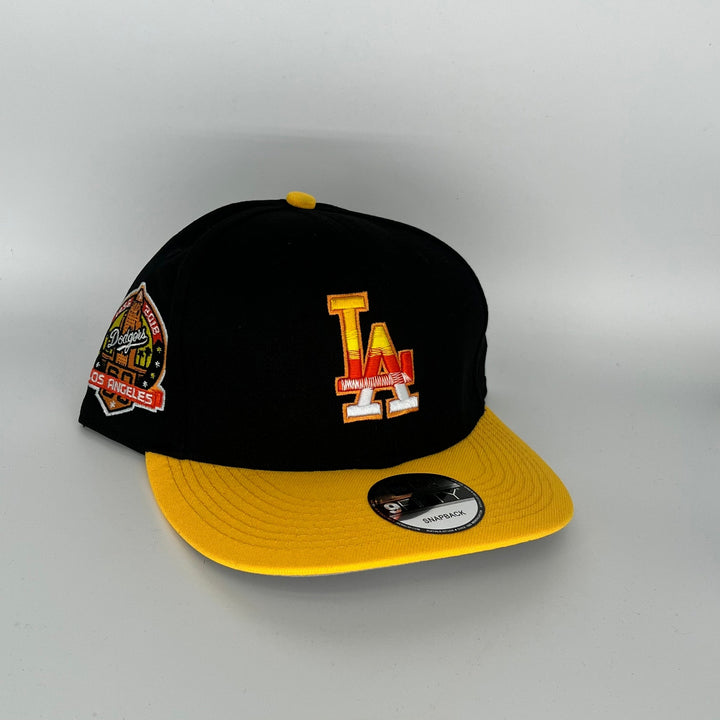 Black Yellow Los Angeles Dodgers 60th Anniversary Side Patch New Era MLB 9Fifty Snapback Hat