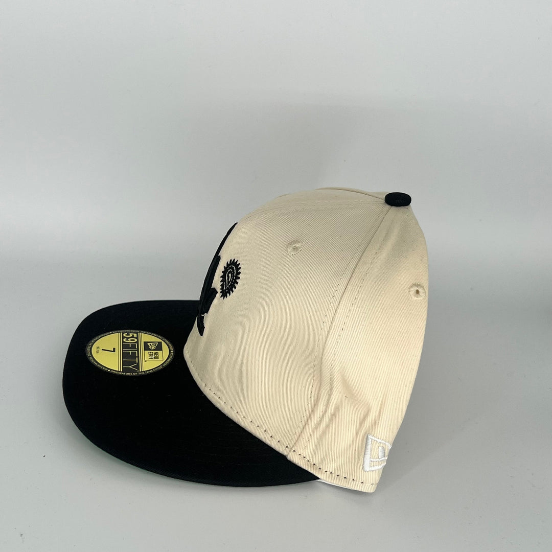 Khaki Black  Los Angeles Dodgers Side Patch New Era MLB 59Fifty Fitted Hat