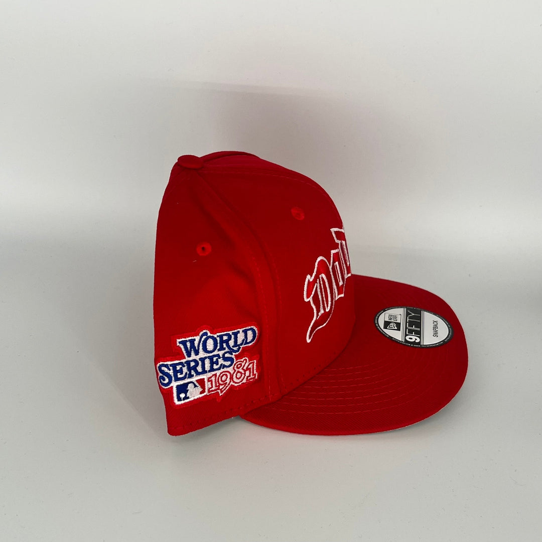 Red Los Angeles Dodgers 1981 World Series Side Patch New Era MLB 9Fifty Snapback Hat