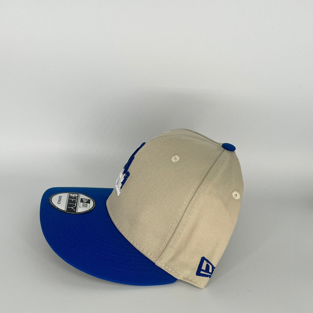Khaki/Blue Los Angeles Dodgers LA Bleeds Blue Side Patch New Era MLB 9Fifty Snapback Hat