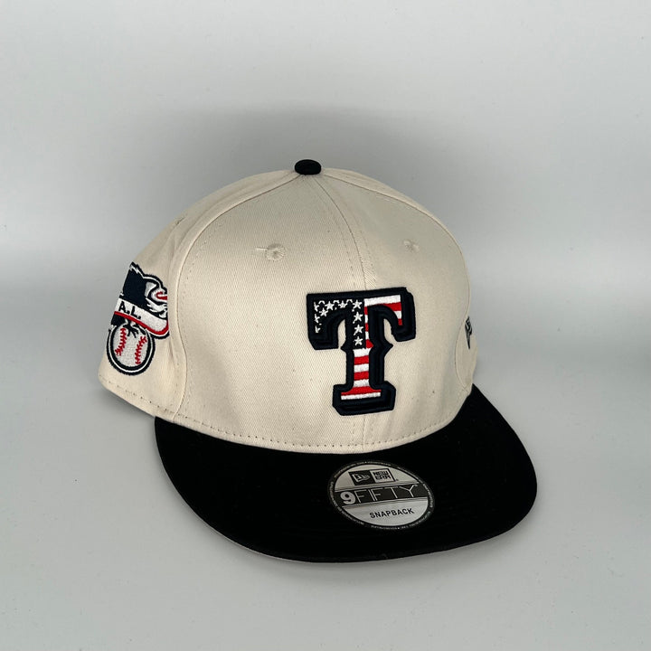 White Black Texas Rangers A.L. Side Patch New Era MLB 9Fifty Snapback Hat