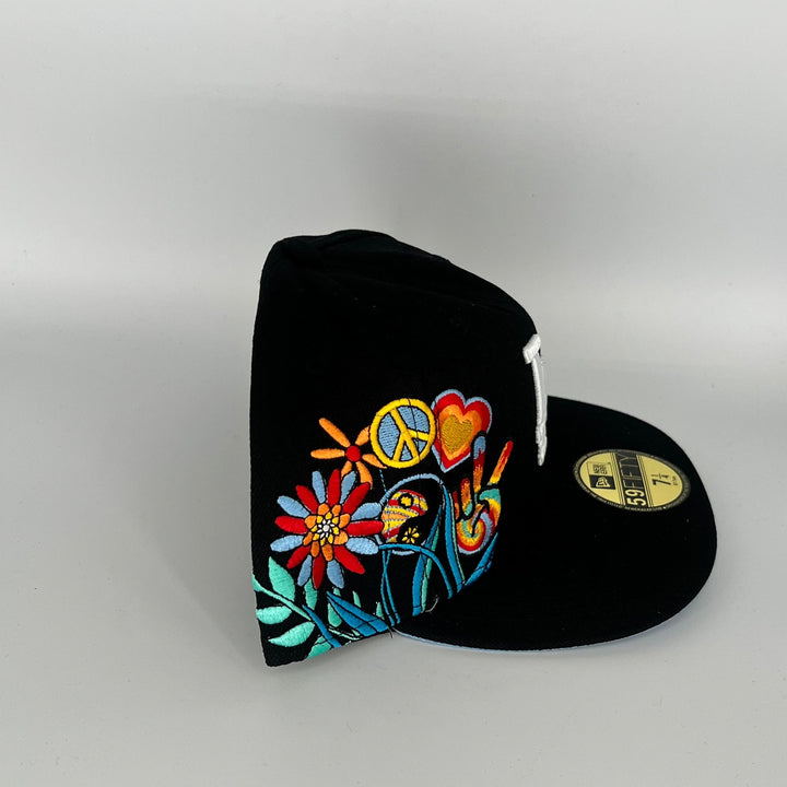 Black Los Angeles Dodgers groovy 7x World Series Champions Side Patch New Era MLB 59Fifty Fitted Hat