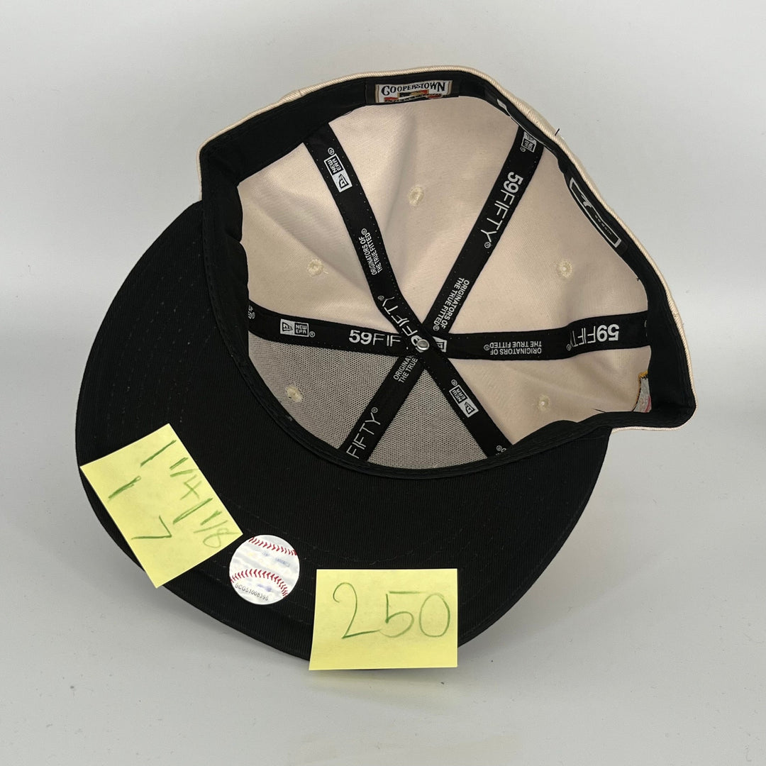 Khaki Black Miami Marlins Logo Side Patch New Era MLB 59Fifty Fitted Hat