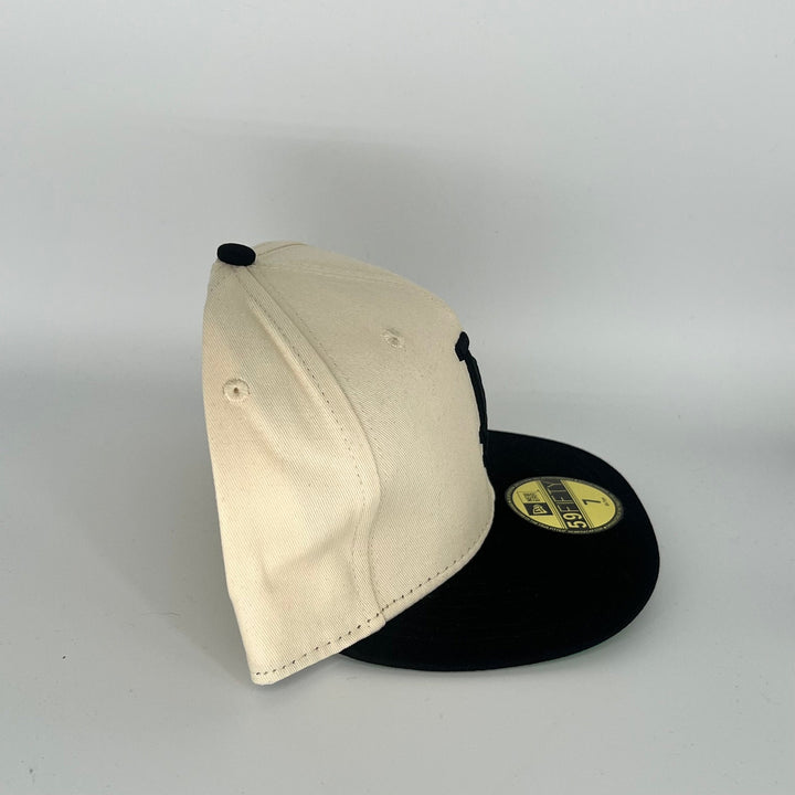 Khaki Black  Los Angeles Dodgers Side Patch New Era MLB 59Fifty Fitted Hat