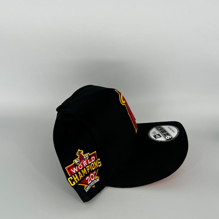 Black Los Angeles Angels 2002 World Champions 20TH Anniversary Side Patch New Era MLB 9Fifty Snapback Hat